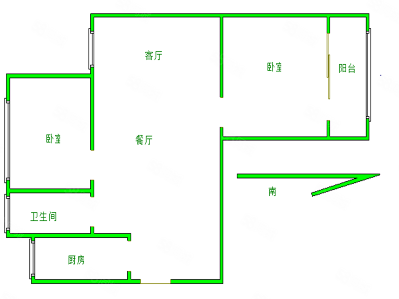 龙塘家园2室2厅1卫95.3㎡南90万