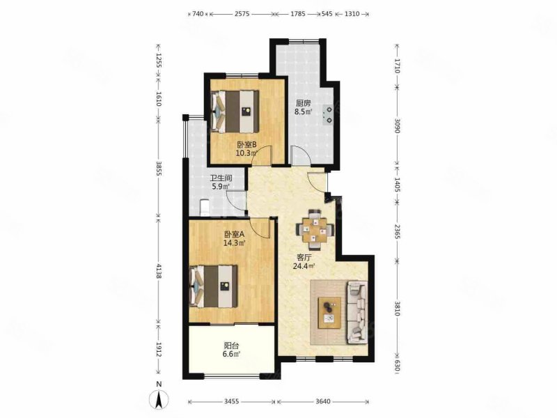 威尼斯水城第十四街区2室2厅1卫88.1㎡南130万