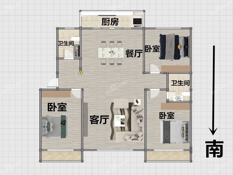 昌盛园(二区)3室2厅2卫143.24㎡南北420万