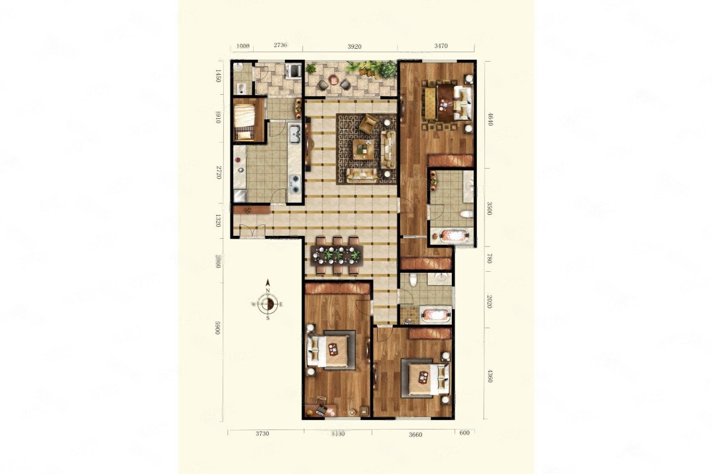 带车位(淡水湾花园)豪装(南北大三房)高区次新房,从未入住