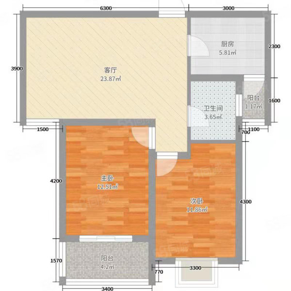 乘风(六区)2室1厅1卫50㎡南北16.8万