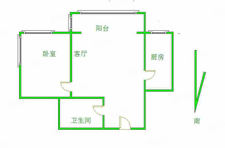 金鹰花园1室1厅1卫56.61㎡北43万