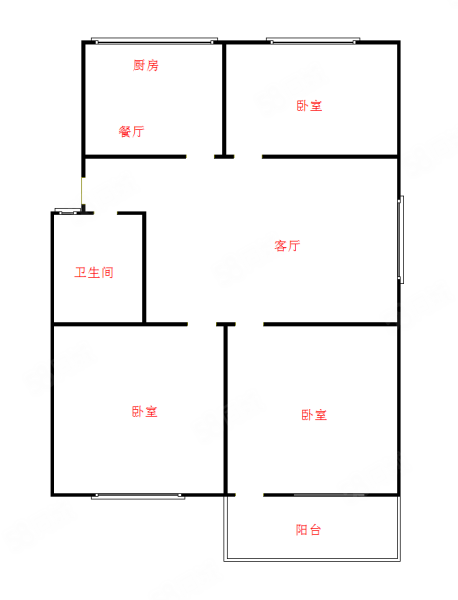 幸福新村3室2厅1卫94㎡南北125万