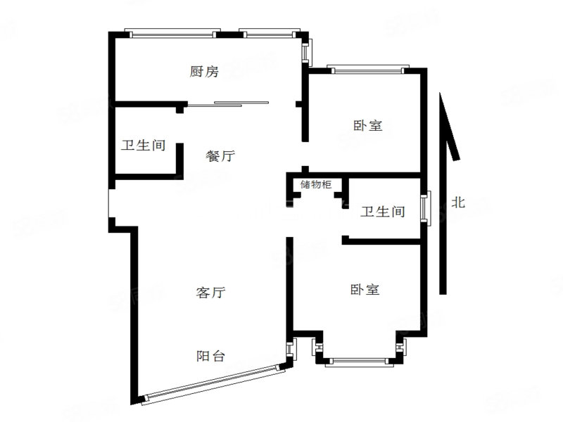 金宇文苑2室2厅2卫117.35㎡南北140万