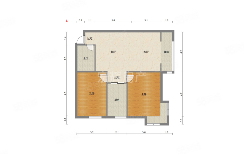 雁滩家园B区2室1厅1卫95.95㎡东南108万