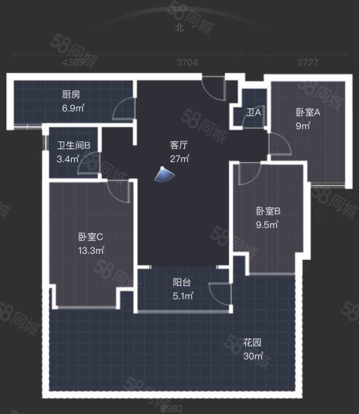 华远枫悦3室2厅2卫97.38㎡南179万