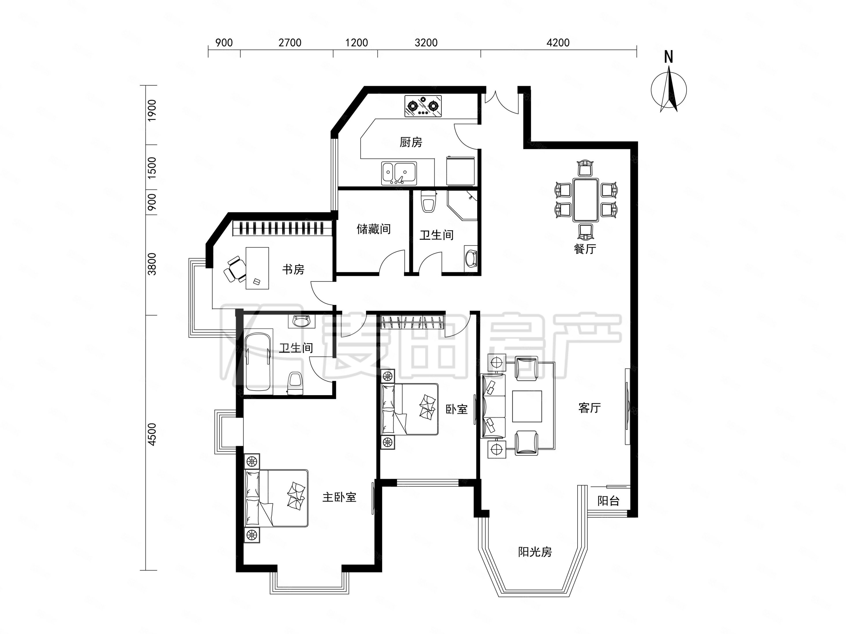 正南3室2厅 珠江帝景(b区) 高端装修