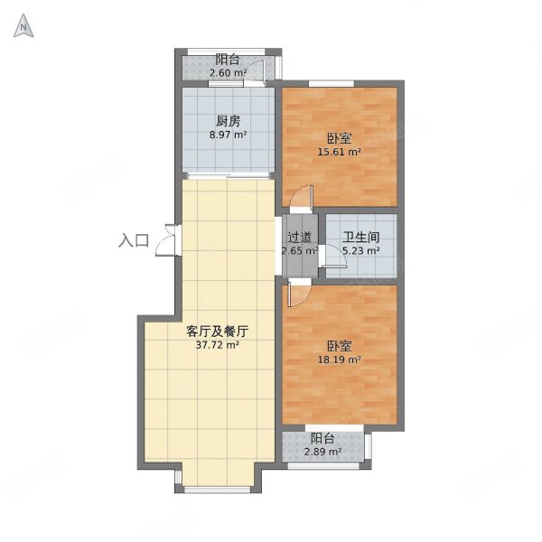 汇智悦景湾2室1厅1卫86㎡南北72.8万