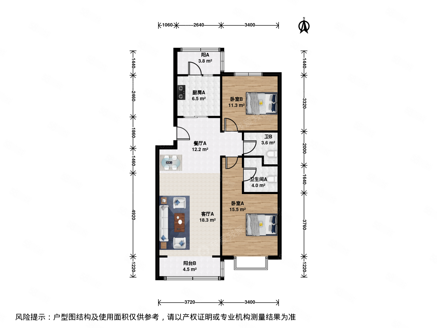 楓澤園2室2廳2衛(wèi)97.78㎡南北448萬(wàn)