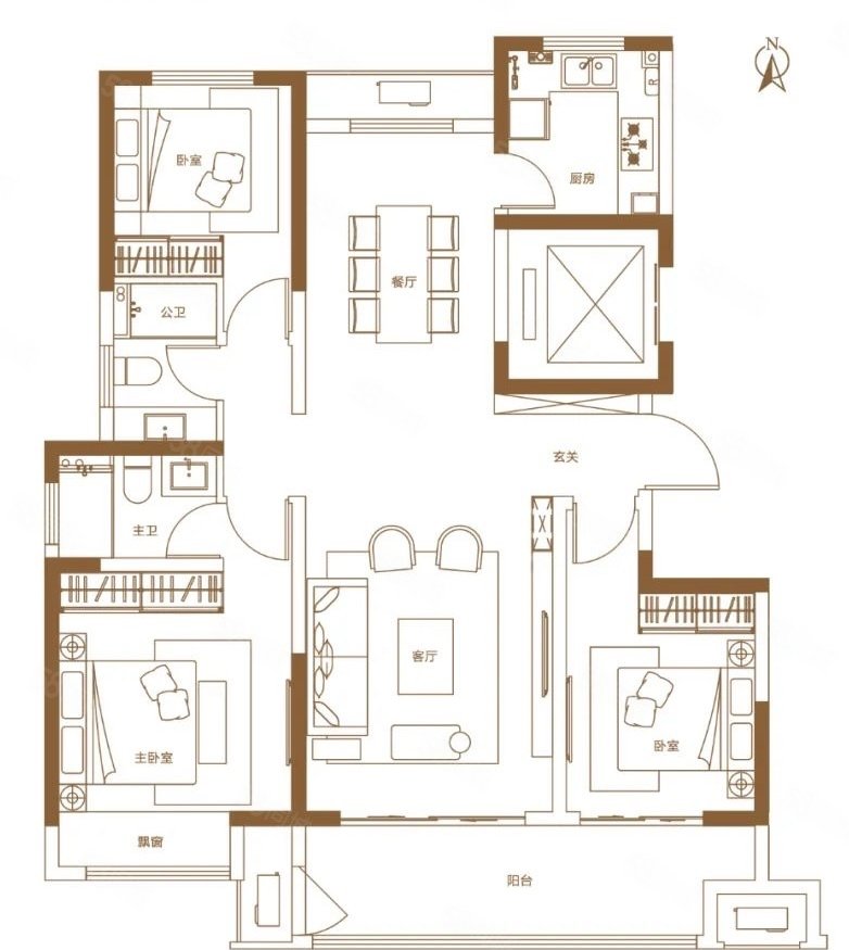 中海學(xué)仕里3室2廳2衛(wèi)89㎡南北560萬