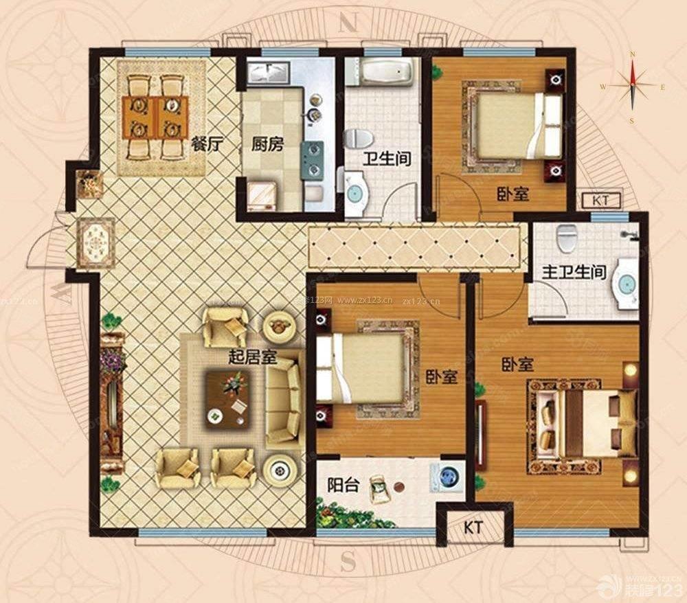 玫瑰花园3室2厅2卫123㎡南26万