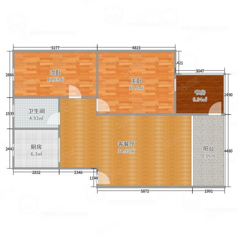 蝶恋园小区3室2厅1卫90㎡南北53万