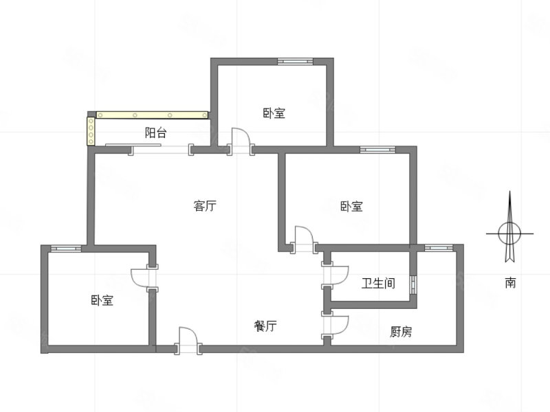 北大资源燕南二街区3室2厅1卫81㎡南北95万