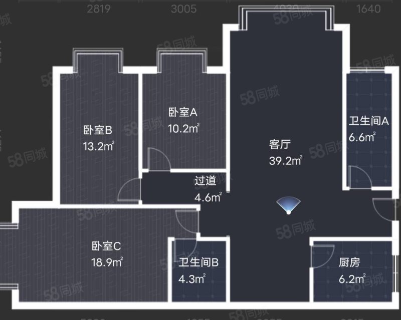 天天房开枫园小区3室2厅2卫129.46㎡南北105万