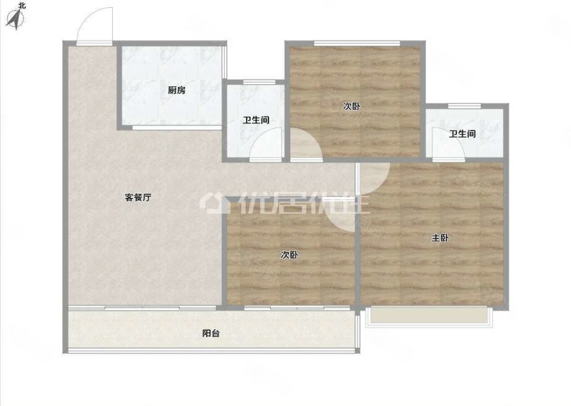 联发君澜(一期)3室2厅2卫89㎡南北104.5万