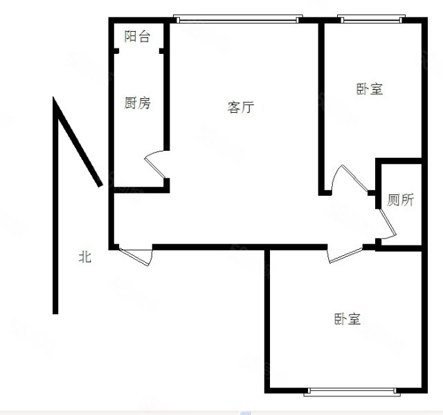 K2狮子城海棠园2室2厅1卫91.3㎡南北108万