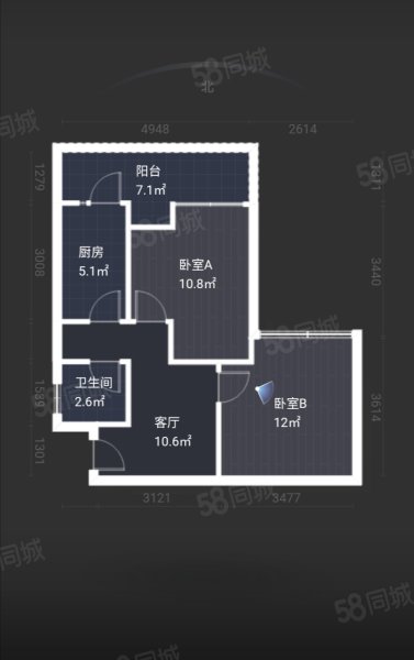 镏金岁月2室1厅1卫52.14㎡北120万