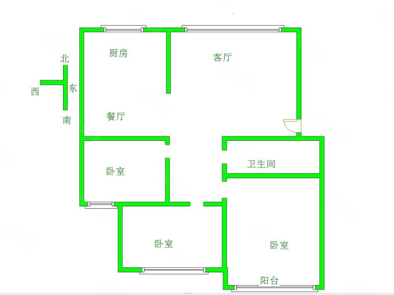 富强小区3室2厅1卫109.26㎡南北75万