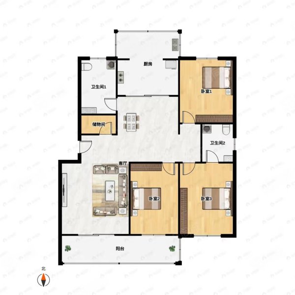 城市新天地3室2厅2卫150㎡南北62万