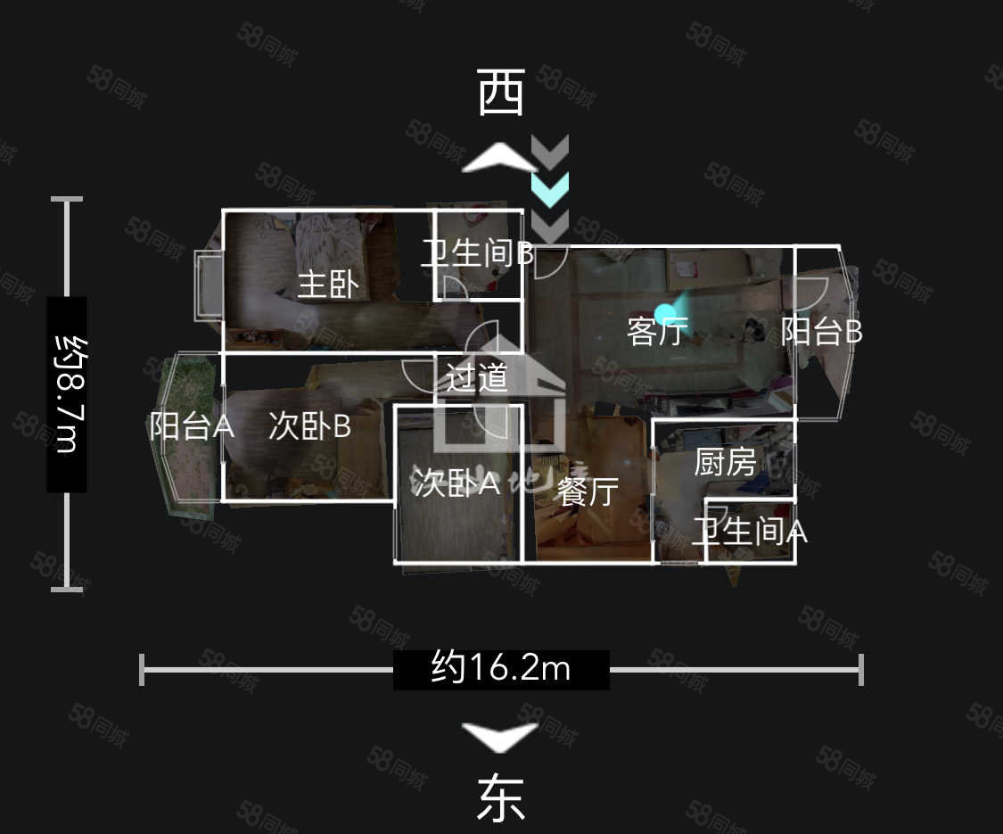 金桂花园3室2厅2卫116.75㎡南76万