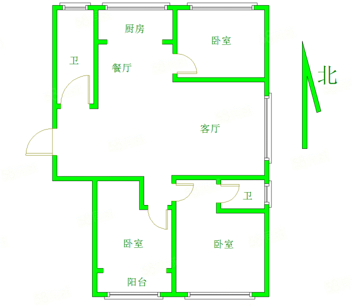 顺都府君顶3室2厅2卫122.56㎡南北115万