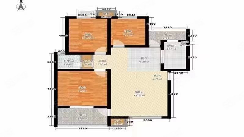 城市理想小区4室1厅1卫120㎡南北108万