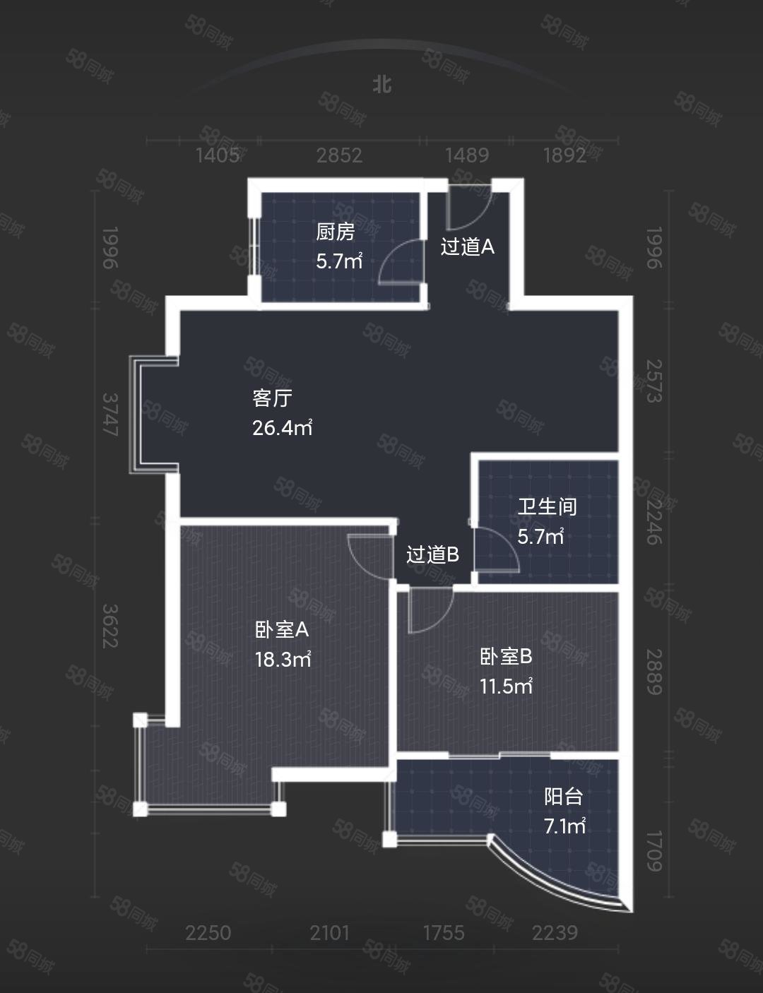 西城芳洲2室2厅1卫96.97㎡西南118万