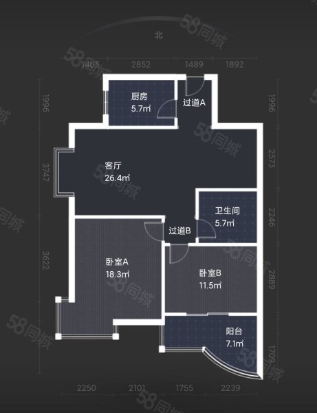 西城芳洲2室2厅1卫96.97㎡西南118万