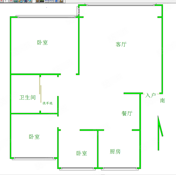 百花新城牡丹园3室2厅1卫103㎡南北75.8万