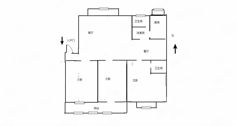 天泰家园3室2厅2卫136.05㎡南北130万