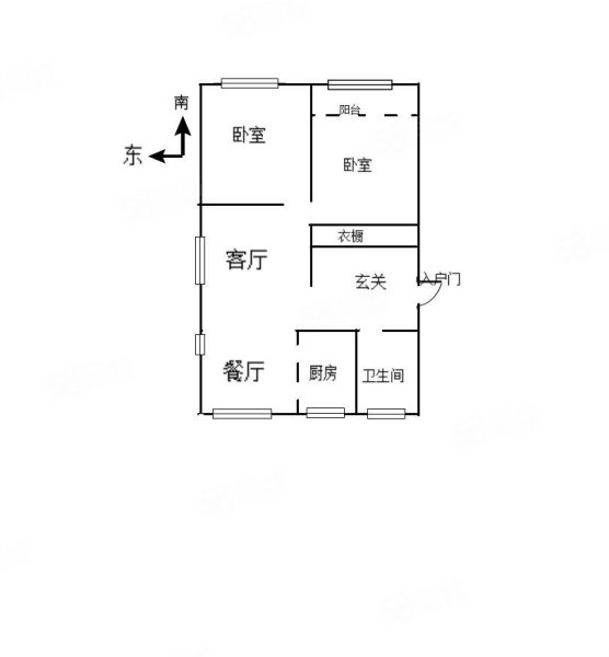 国大东方天韵2室2厅1卫90㎡南北63万