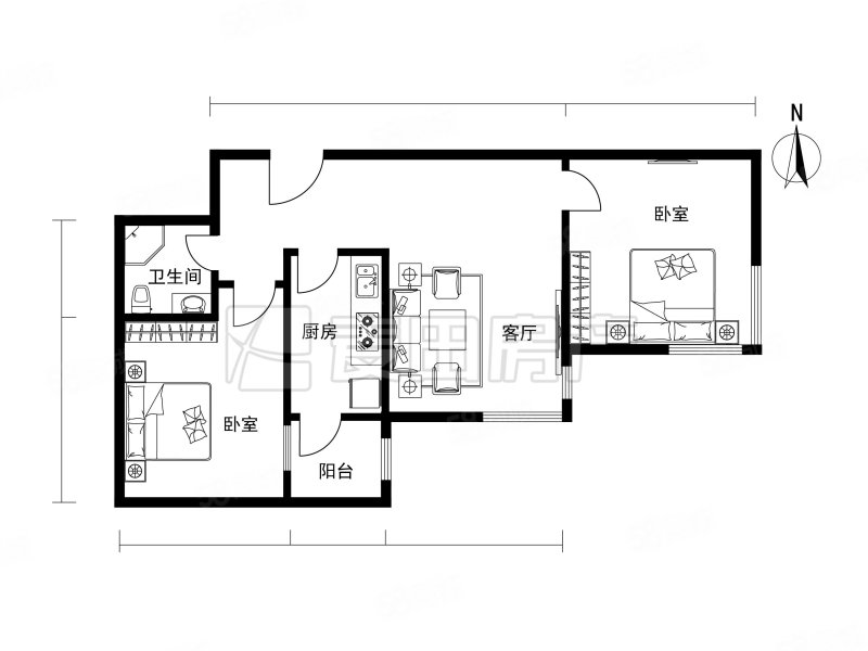 易构空间2室1厅1卫69㎡东南500万