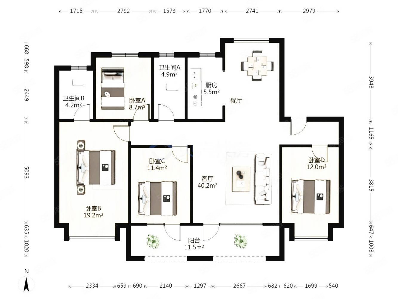 中南樾府洋房一楼带院子4室大阳台带车位记过2低于市场价