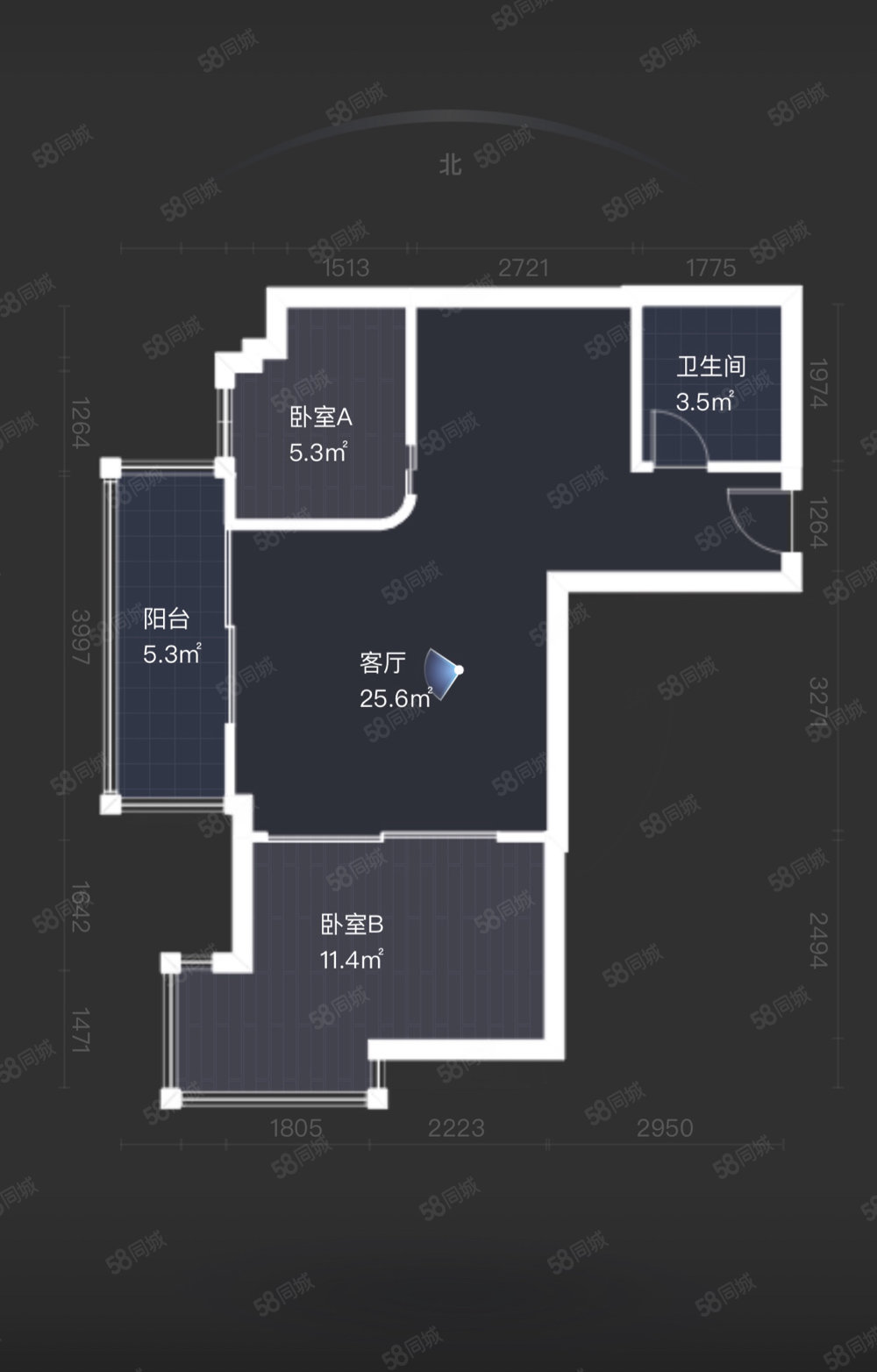 海晟棕蓝海2室1厅1卫68.58㎡西南535万