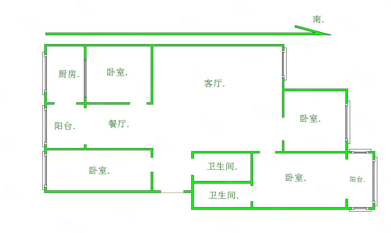 东关花园(东区)3室2厅2卫108㎡南北63万