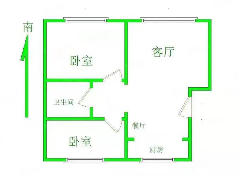 观湖国际2室2厅1卫100㎡南北56万