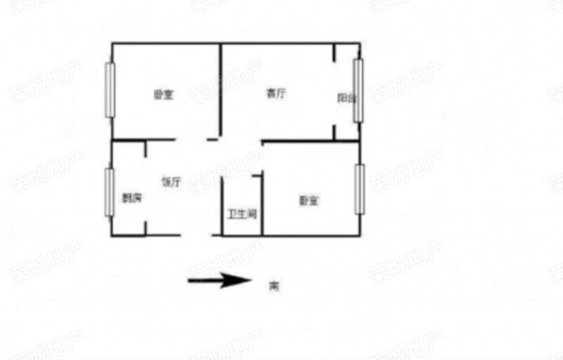 秋实园2室2厅1卫72㎡南北60万