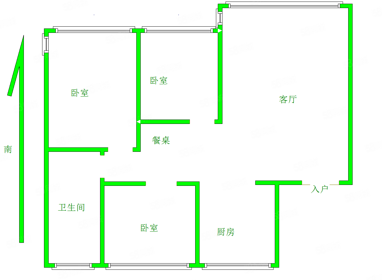 富景华庭二期3室2厅1卫129㎡南北84万