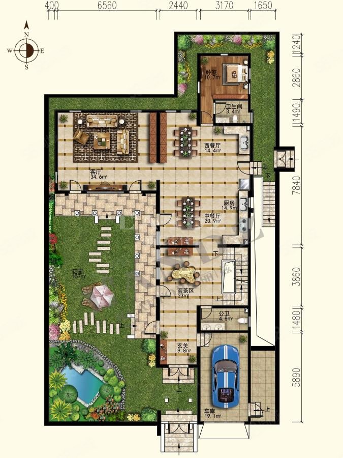 觀唐5室5廳7衛(wèi)589.1㎡東2999萬