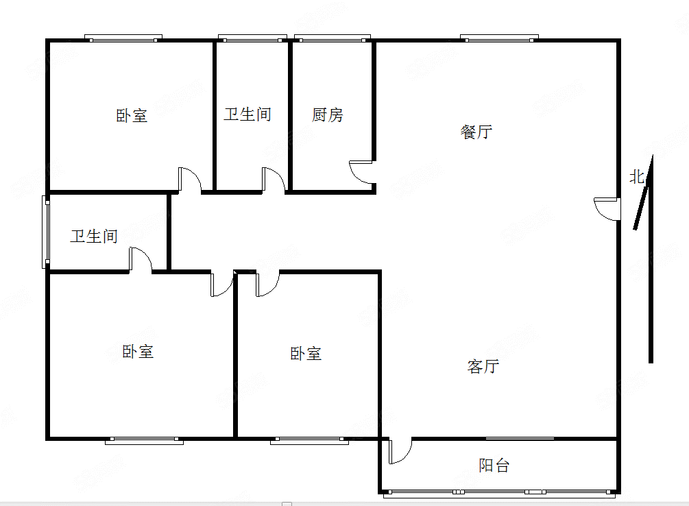 金龙公寓3室2厅2卫94.39㎡南330万