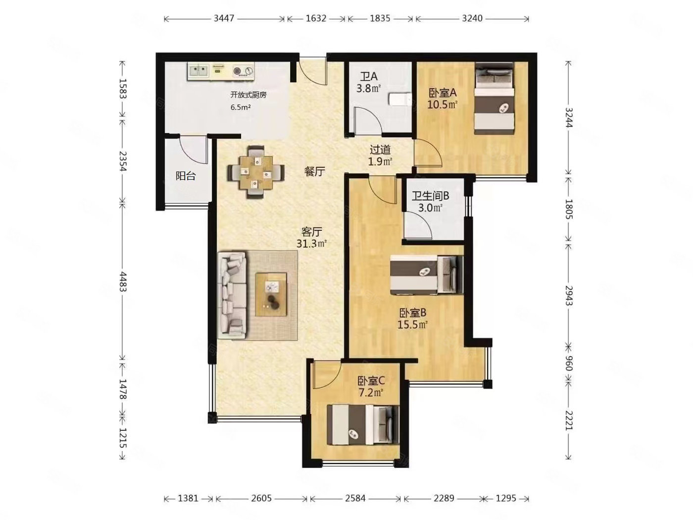 建发鹭洲国际3室2厅2卫99㎡东340万