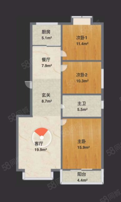 华世鑫城3室2厅1卫125㎡南北65.8万