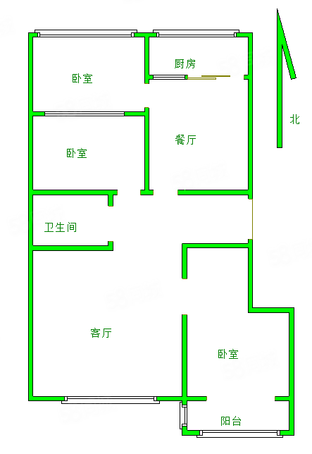 帝景苑3室2厅1卫126㎡南北100万