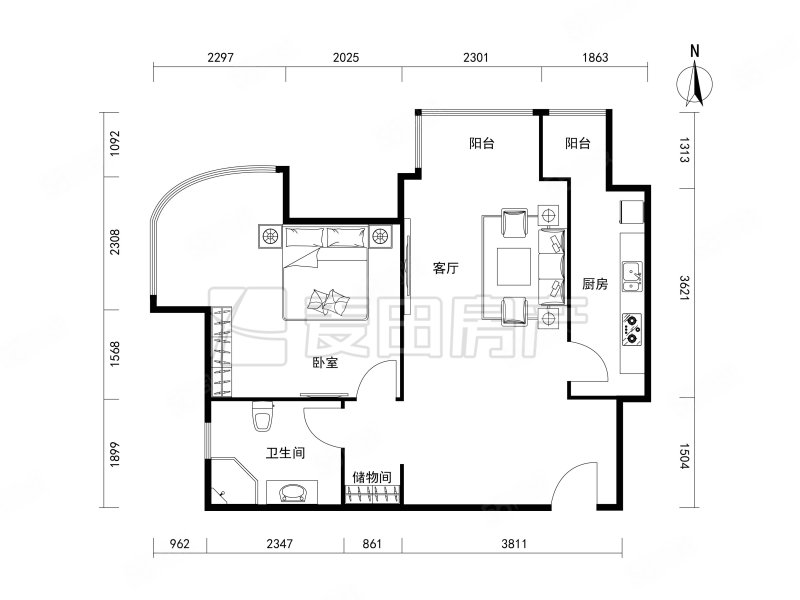 金都杭城(东区)1室1厅1卫64.99㎡西北483万