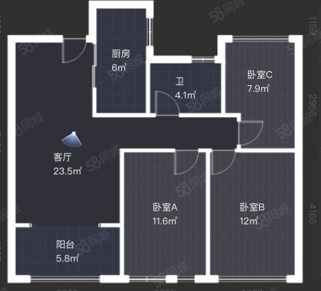 紫金城(北区)3室2厅1卫90㎡东138万