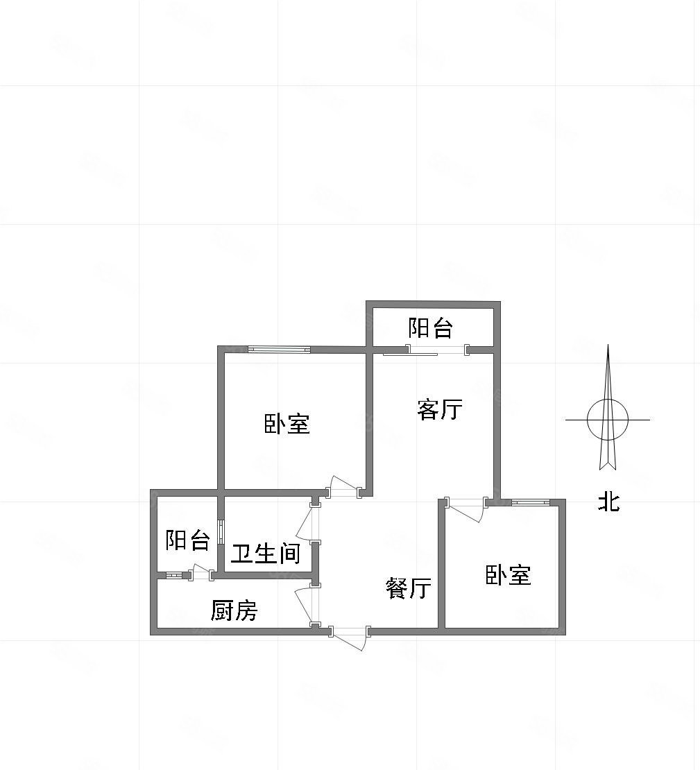 财信北岸江山(北区)2室2厅1卫78.51㎡南北96万