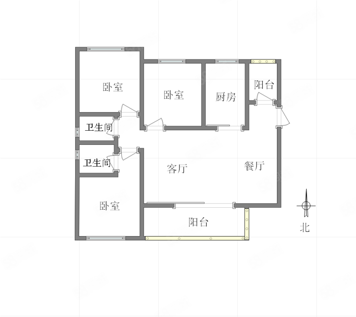 龙兴金茂国际生态新城天誉3室2厅2卫114㎡南北120万