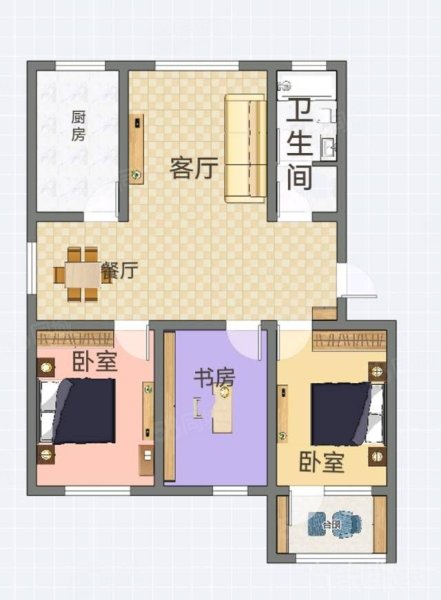 美丽华小区3室2厅1卫103㎡南北59.9万