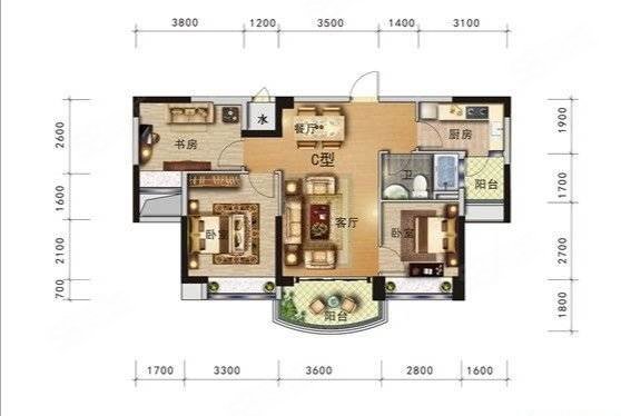 随州碧桂园3室2厅1卫90㎡南北63万