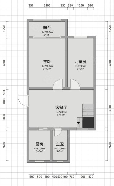 上成天逸公寓2室1厅1卫67㎡南北82万